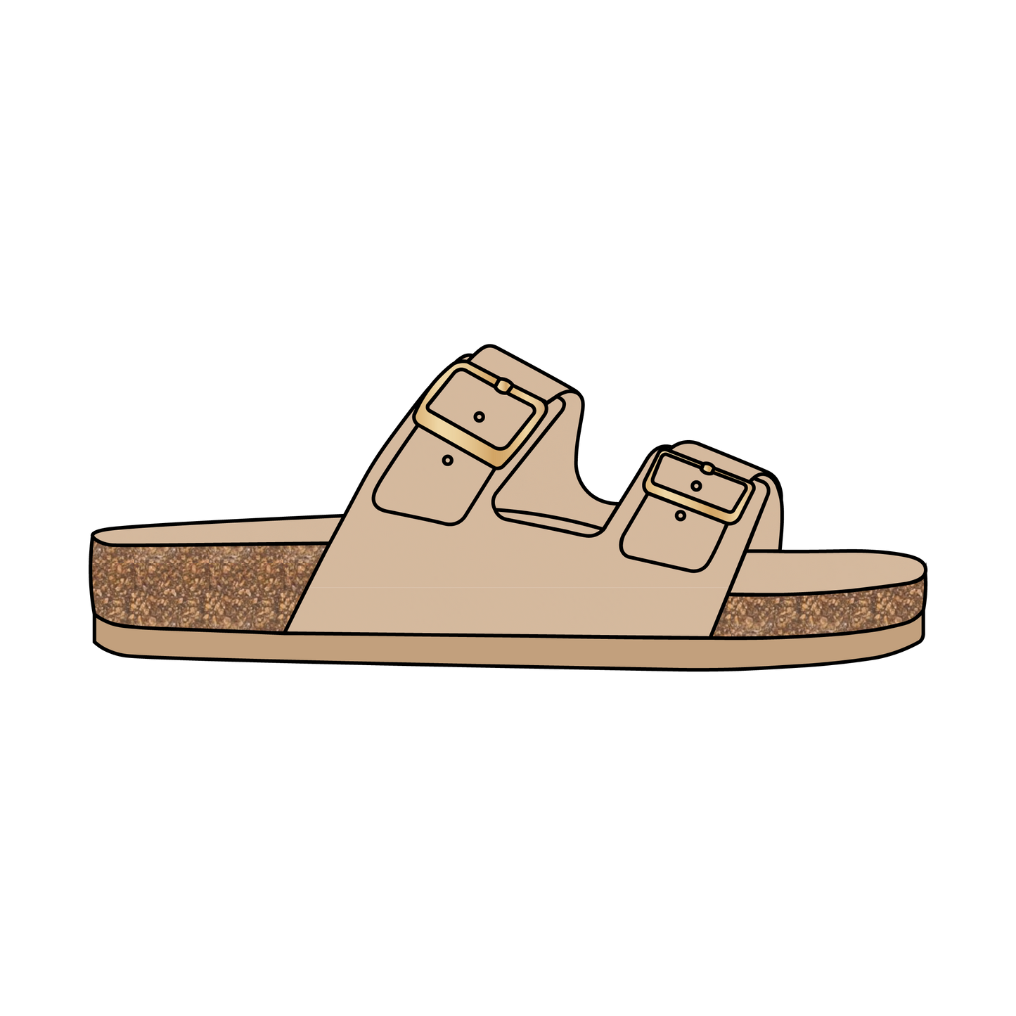 Sandal footbed with wide straps