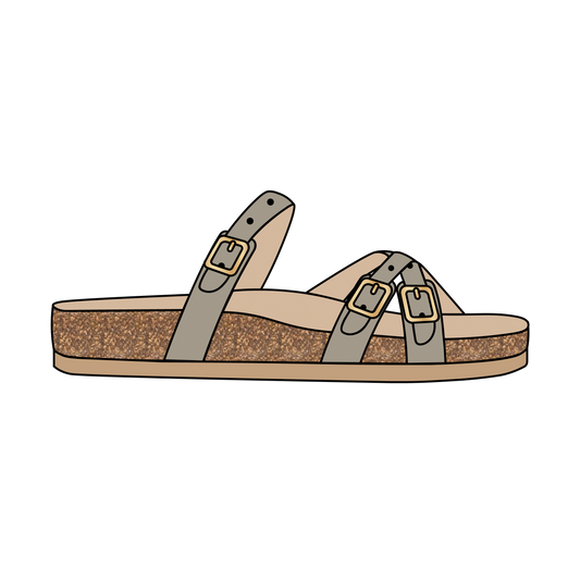 Sandal with footbed with narrow straps