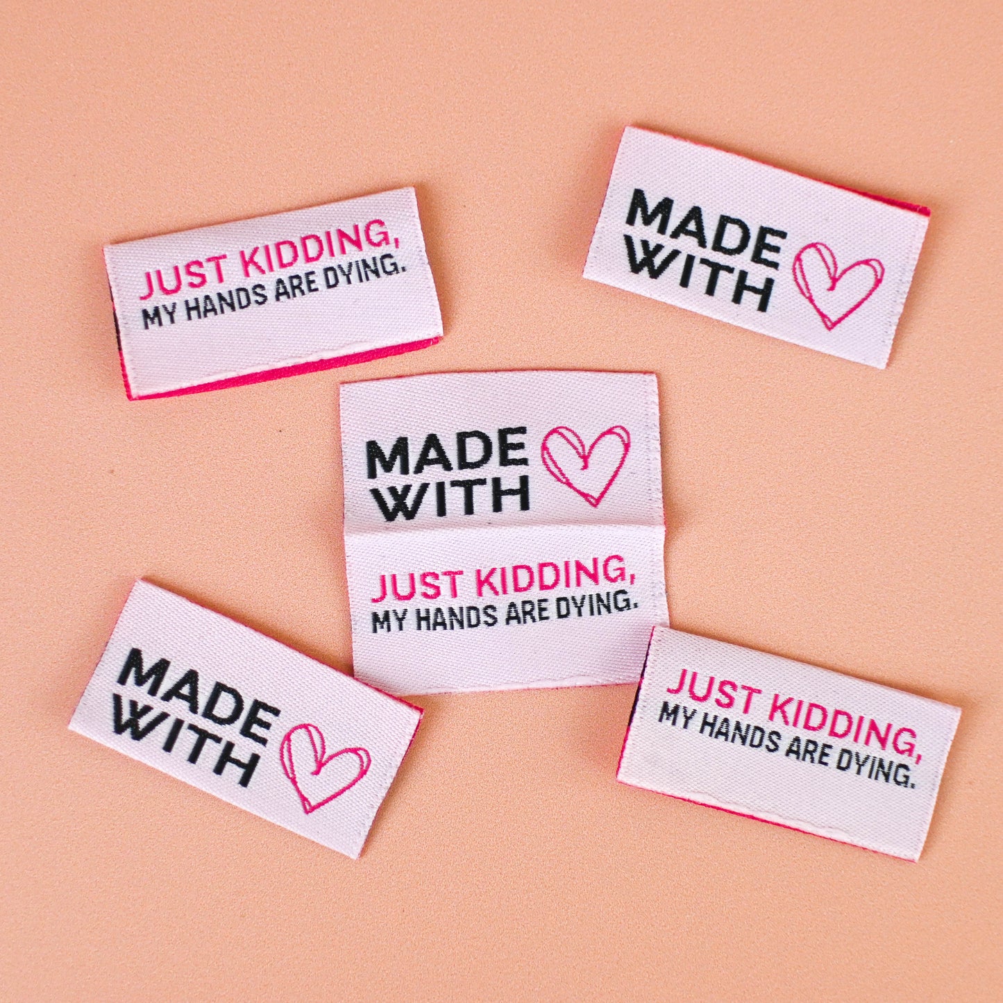 Textile labels, double-sided, set of 4